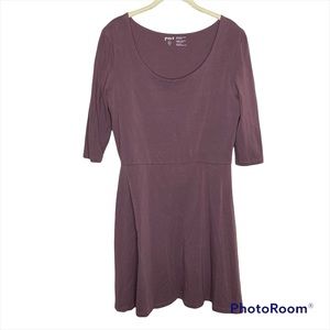 Pact plum purple organic cotton stretch skater dress